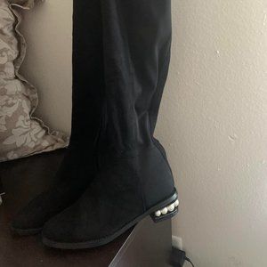 Black Over the Knee Boots Catherine